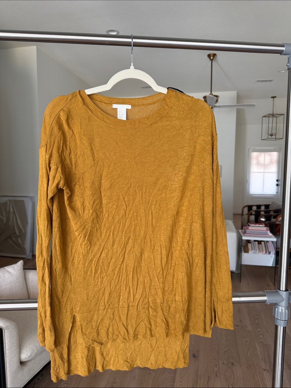 Women's Lightweight Crewneck Long Sleeve sweater Top - Mustard